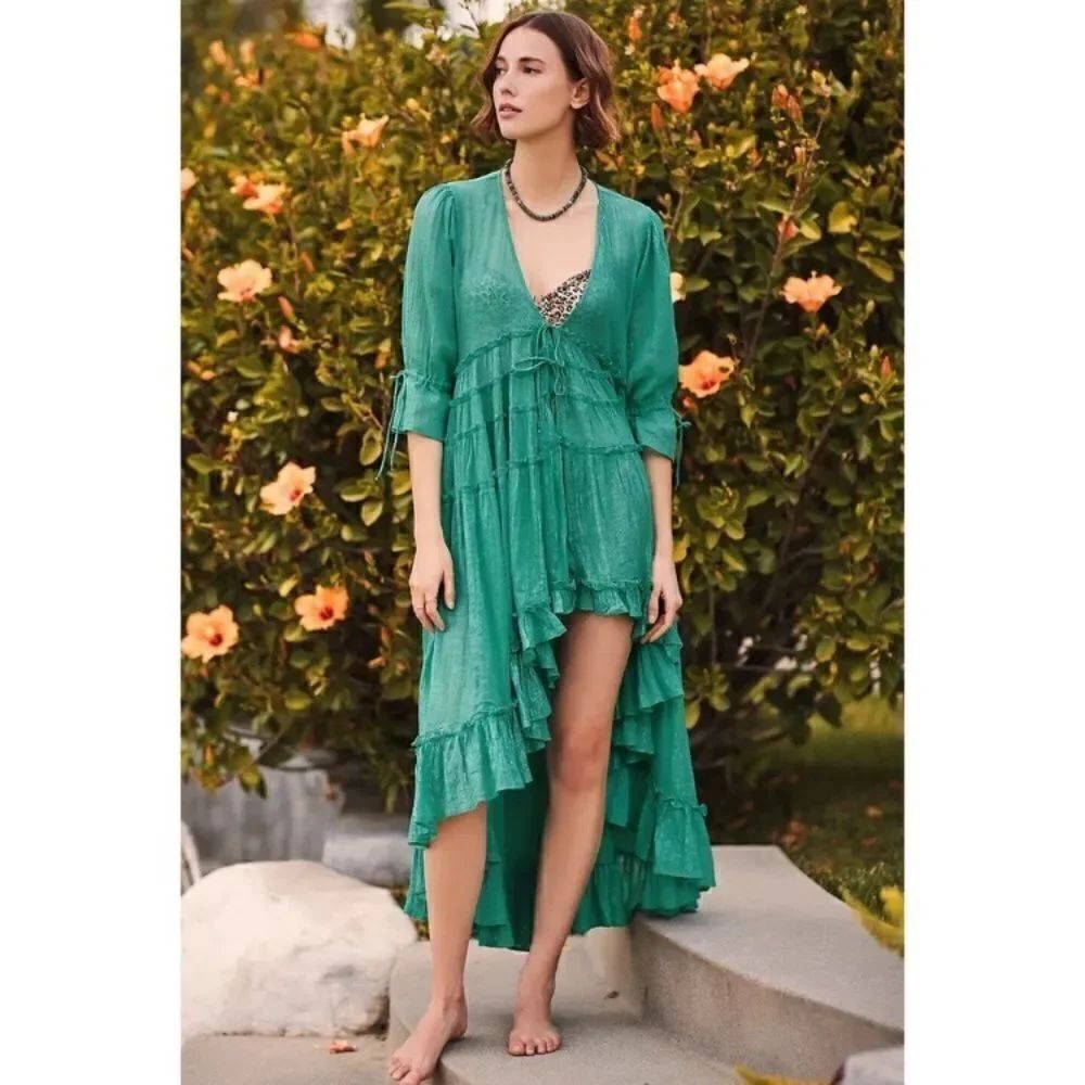 Anthropologie PQ Kinsley Ruffled Cover-Up Tunic Dress